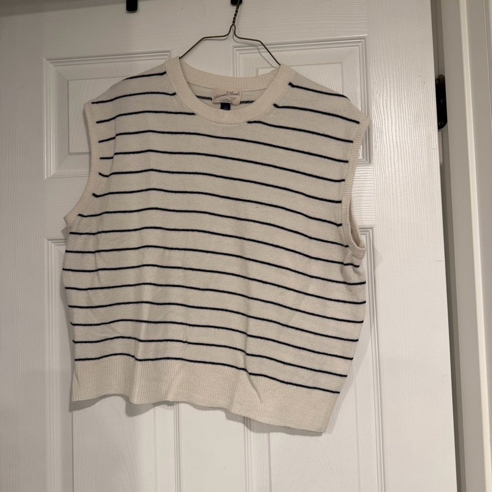 Universal Thread Cream and Black Striped Sweater Vest